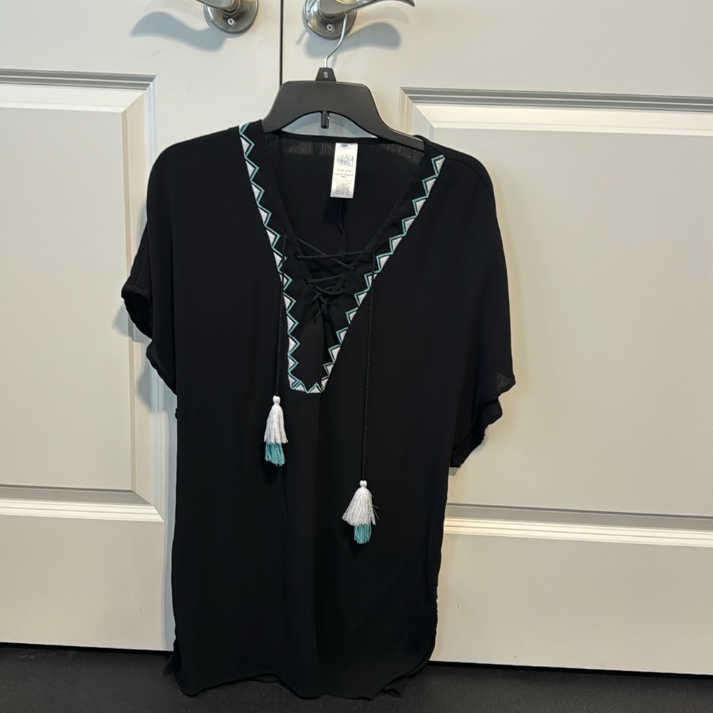Time and Tru flowy black swim cover up. Size small